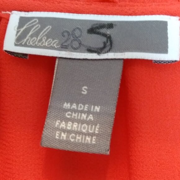 Romantic Red Ruffled Collar Long Sleeve Banded Pleated Cuff Flowy TunicTop SzS - Picture 7 of 11